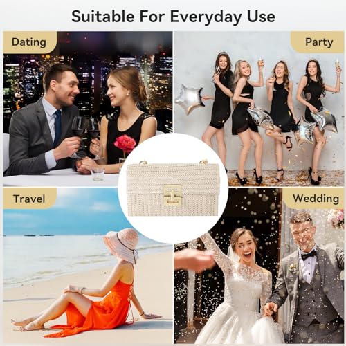 Image of Gets Straw Clutch Purse for Women, Woven Beach Bag Summer Corssbody Purse Small Rattan Shoulder Bag for Travel | Hand-woven
