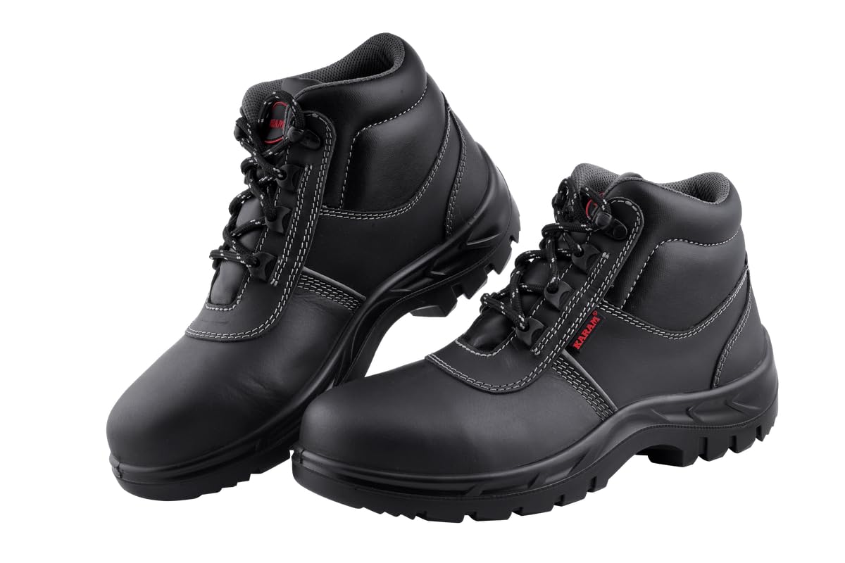 See full amazon price history chart for Karam FS232 High Ankle Black Leather Safety Shoes for Men | Single Density with Steel Toe | Antistatic, Antislip, Oil & Heat Resistant | Size-11 Karam FS232 High Ankle Black Leather Safety Shoes for Men | Single Density with Steel Toe | Antistatic, Antislip, Oil & Heat Resistant | Size-11 (B0CC5B8KZX) Amazon Price History, Amazon Price Tracker