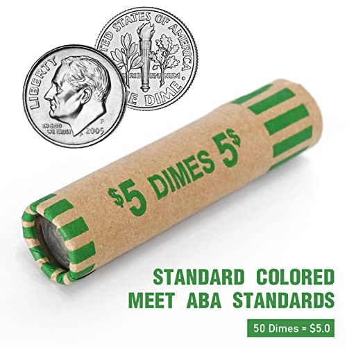 Image of LLIKED 118 PCS Preformed Coin Wrappers Rolls-Dimes