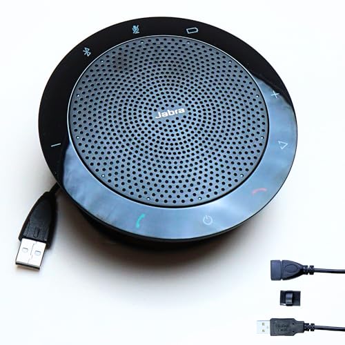 Jabra Speak 510+ Wireless Bluetooth Speakerphone - PC, MAC, Tablet, Smartphone Compatible - Teams Version 7510-309 - Global Teck Bundle with Bluetooth Dongle and Global Teck 2-Port Charger