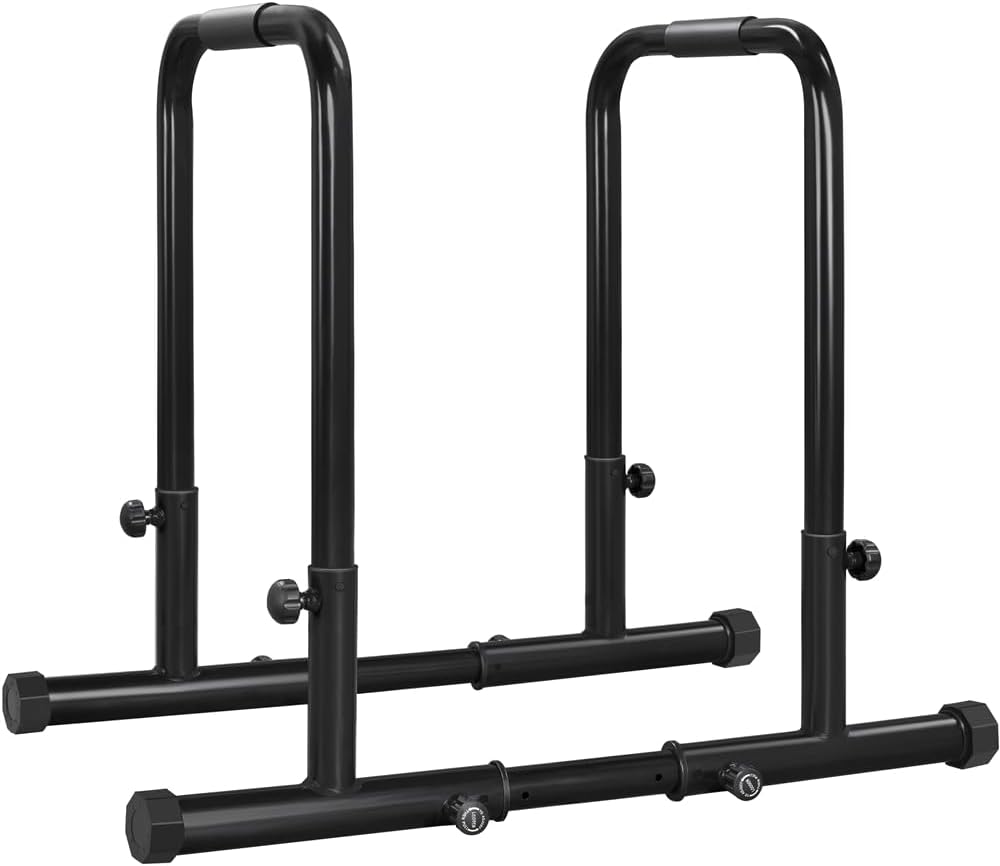 Yaheetech Dip Bars Station Pull Up Bars Heavy Duty Steel Dip Station 227Kg/500lbs Weight Capacity Adjustable Height Stands for Home Gym Fitness Workout