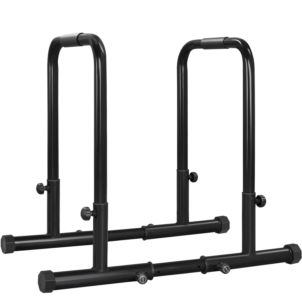 Yaheetech Dip Bars Station Pull Up Bars Heavy Duty Steel Dip Station 227Kg/500lbs Weight Capacity Adjustable Height Stands for Home Gym Fitness Workout