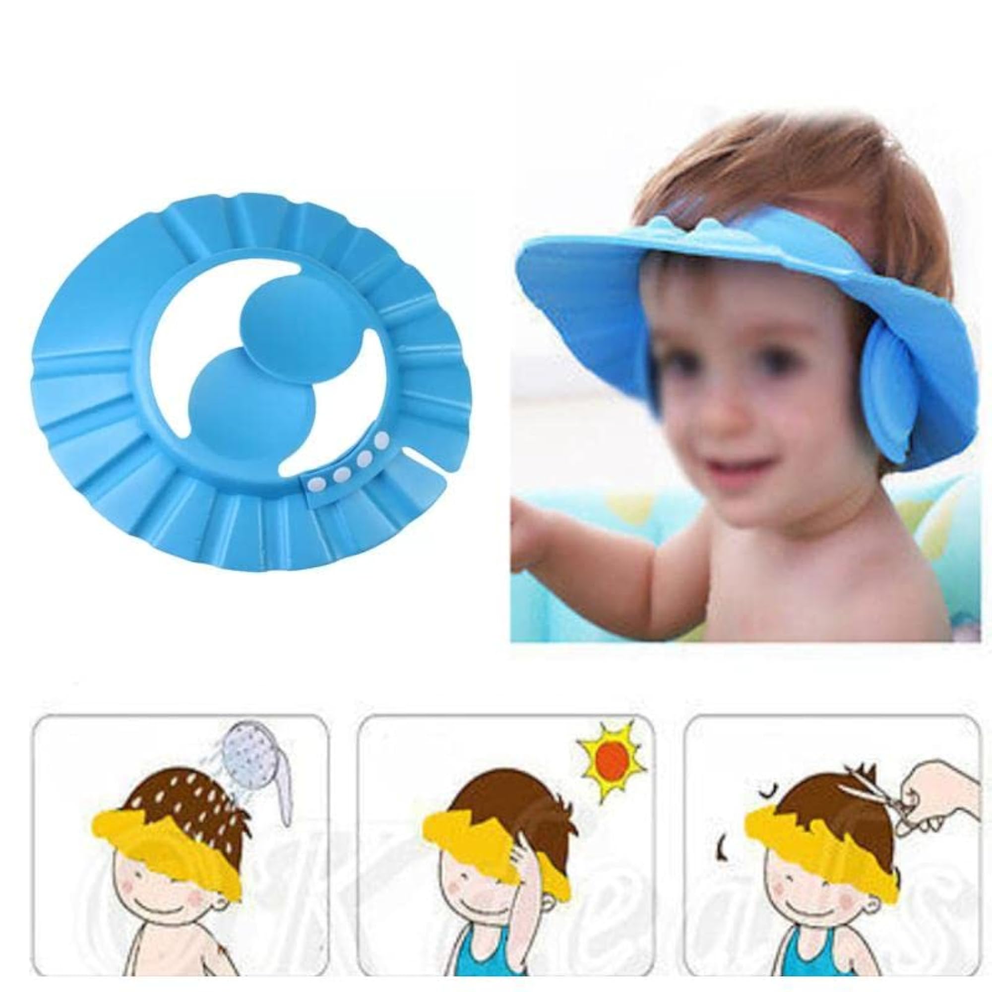 Tear-Free Baby Bath Cap, Waterproof Eye & Ear Protection