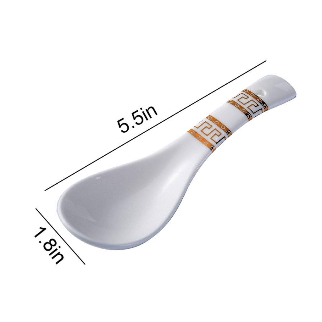 Ensemble de cuillères à Soupe en céramique, Petite cuillère Haut de Gamme, cuillère à Riz, 10 pièces, cuillère en Porcelaine de Style européen, Longueur de 5,5 Pouces, 5 Motifs, CU