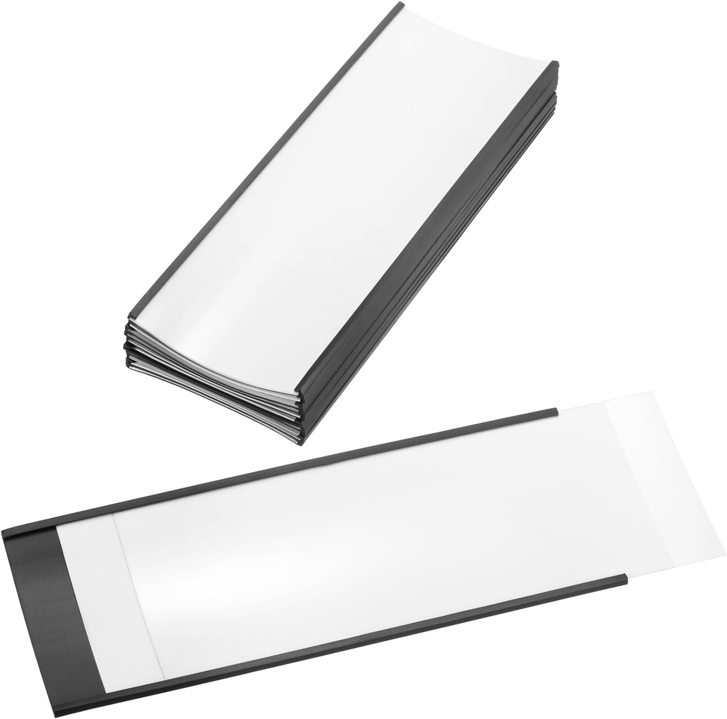 PATIKIL Magnetic Label Holder 8" x 3" with Paper Inserts, 10 Pcs C Channel Magnetic File Cabinet Labels Shelf Data Card Holder Signs for Metal Racks Shelves Whiteboard Tool Box