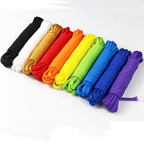 10 Farben Paracord Armband Schnüre Fallschirmschnur Survival 7 Strängen Nylon Seil 550 DIY Handgemachte Webart für Armband, Schlüsselanhänger, Anhänger, Hundeleinen, Zeltseil, Paracord Accessoires