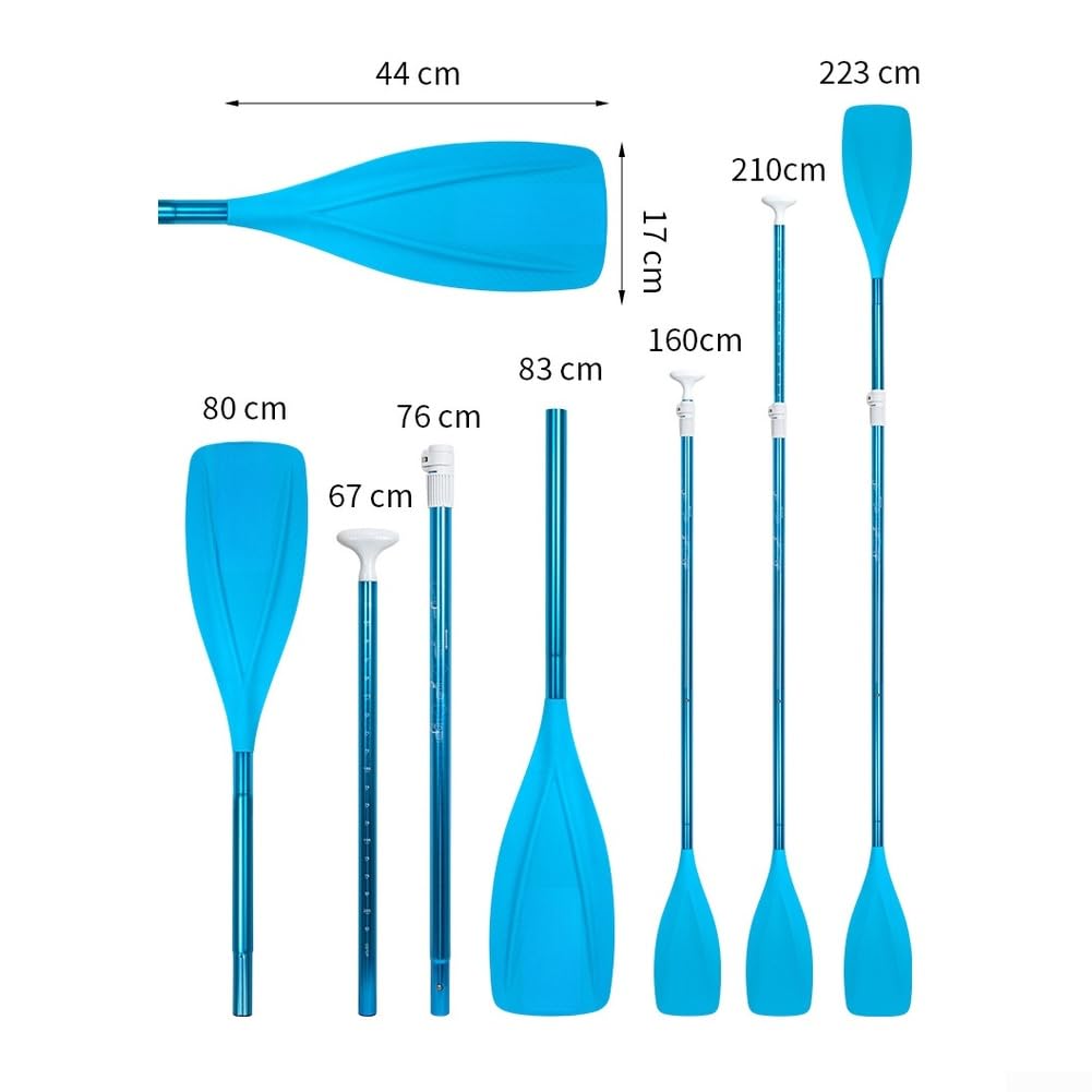 Pagaie de stand up paddle en alliage d'aluminium, réglable en 3 pièces, amovible, avec nylon ergonomique pour sports nautiques, bleu ou orange (bleu)