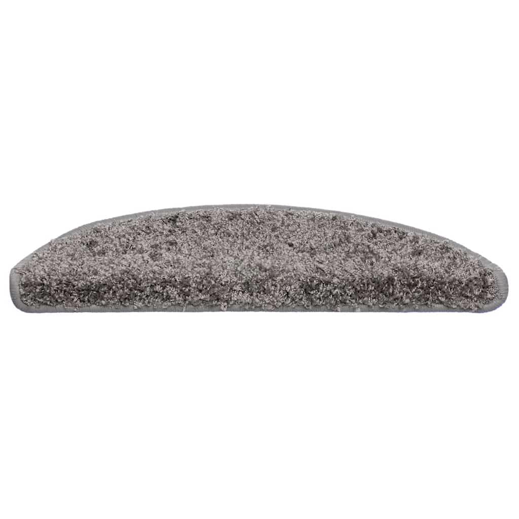 Stufenmatten 30 STK. Grau halbrund 56x17x3 cm aus getuftetem PP mit doppelseitigem Klebeband, rutschfest, selbstklebend, pflegeleicht für Holztreppe, Treppenschoner