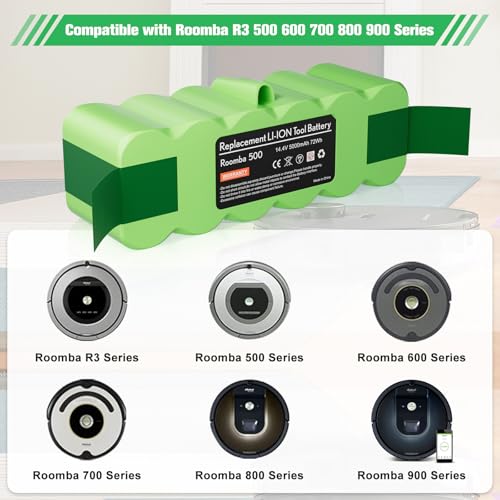 Image of Upgrade 6.4Ah 14.4V Battery Replacement for iRobot Roomba R3 500 600 700 800 900 Series 510 531 535 540 550 552 560 570 580 595 620 650 660 760 770 780 790 Vacuum Cleaner Battery