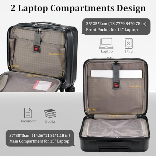 16 Inch Carry On Luggage with Laptop Compartment