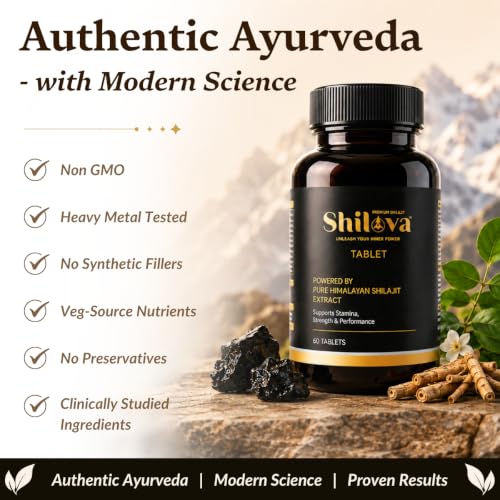 Image of Pure Himalayan Shilajit Tablets - 60 Tablets | 8-Herb Ayurvedic Formula with Ashwagandha, Hadjod & Amla | Stamina, Strength, Joint Support & Natural Iron | For Men & Women