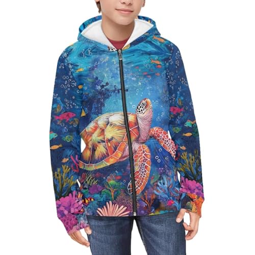 Boys Full-Zip Hoodie Size 6-16 Casual Long Sleeve Hooded