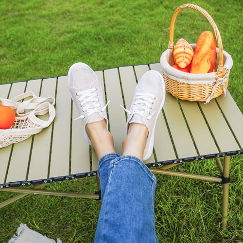 STQ Slip On Mule Sneakers Slide on Canvas Shoes Casual Blackless Orthopedic Shoes with Arch Support Warm Wood Beige Size 62