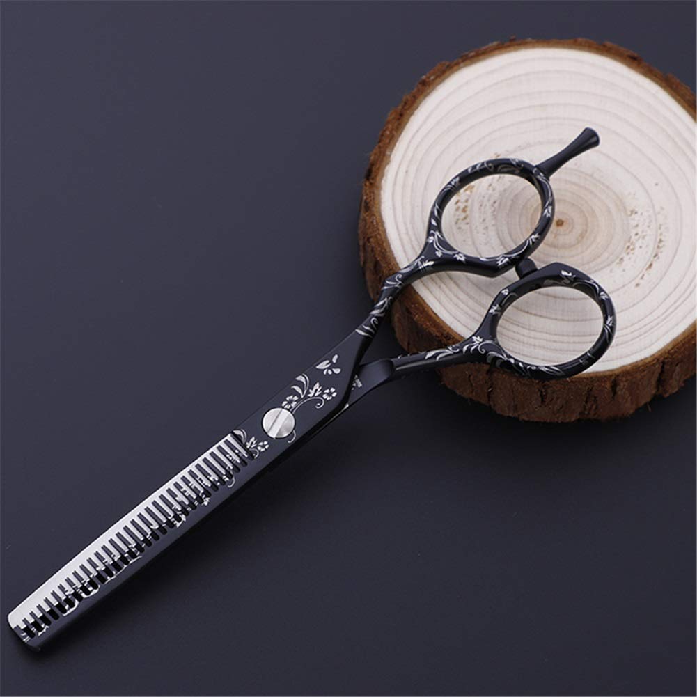 Ciseaux De Coiffure Professionnels, Ciseaux De Barbier De Salon, Kit De Ciseaux De Coupe De Cheveux Extra Tranchants pour Salon De Coiffure, Maison Ou Voyage, Motif Noir, 6,0 Pouces