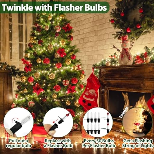 Clear Christmas Lights 66FT 200 Incandescent Bulbs Warm White Mini Lights with Black Wire for Christmas Tree, Garland, Thanksgiving, Wedding, Party, Home, Indoor & Outdoor Festival Decoration