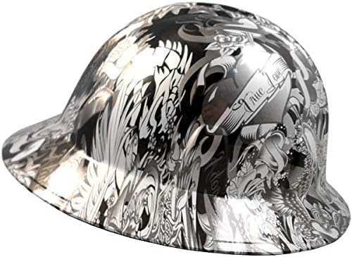 Texas America Safety Company Tattoo Full Brim Style Hydro Dipped Hard Hat - Silver for Ladies
