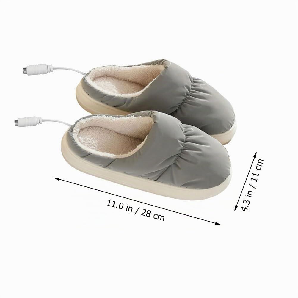 USB Scaldapiedi Elettrico in Ciabatte Riscaldate Riutilizzabili per Casa Scarpe Termiche Morbide e Confortevoli Proteggi Piedi Invernali Caldi Grigio