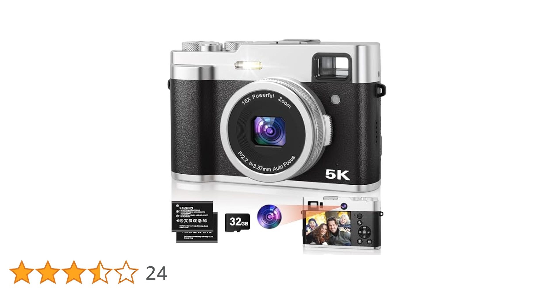 Amazon | 写真用5Kデジタルカメラ、48MPオートフォーカスVlog