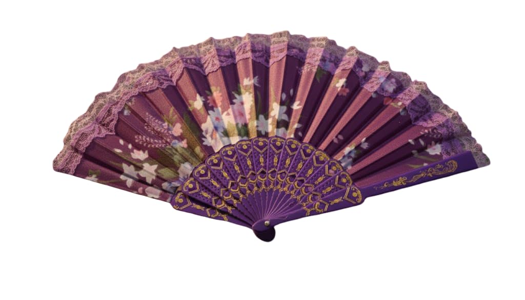 party shop Japanese Folding Fan with Floral and Peacock Design, Handheld Sensu Fan,for Summer Festivals, Dance, Home Decor, and Gifting (purple)-image-29