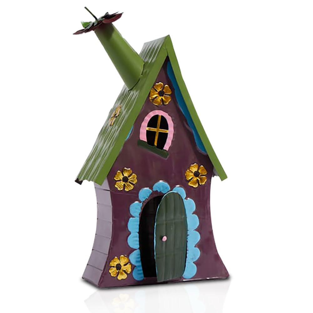 AAMEN Jardin Metal Garden Fairy House – Hand-Finished Decorative Fairy House for Garden or Outdoor Spaces - Garden Statue for Outdoor Garden Decoration Patio Lawn Yard,