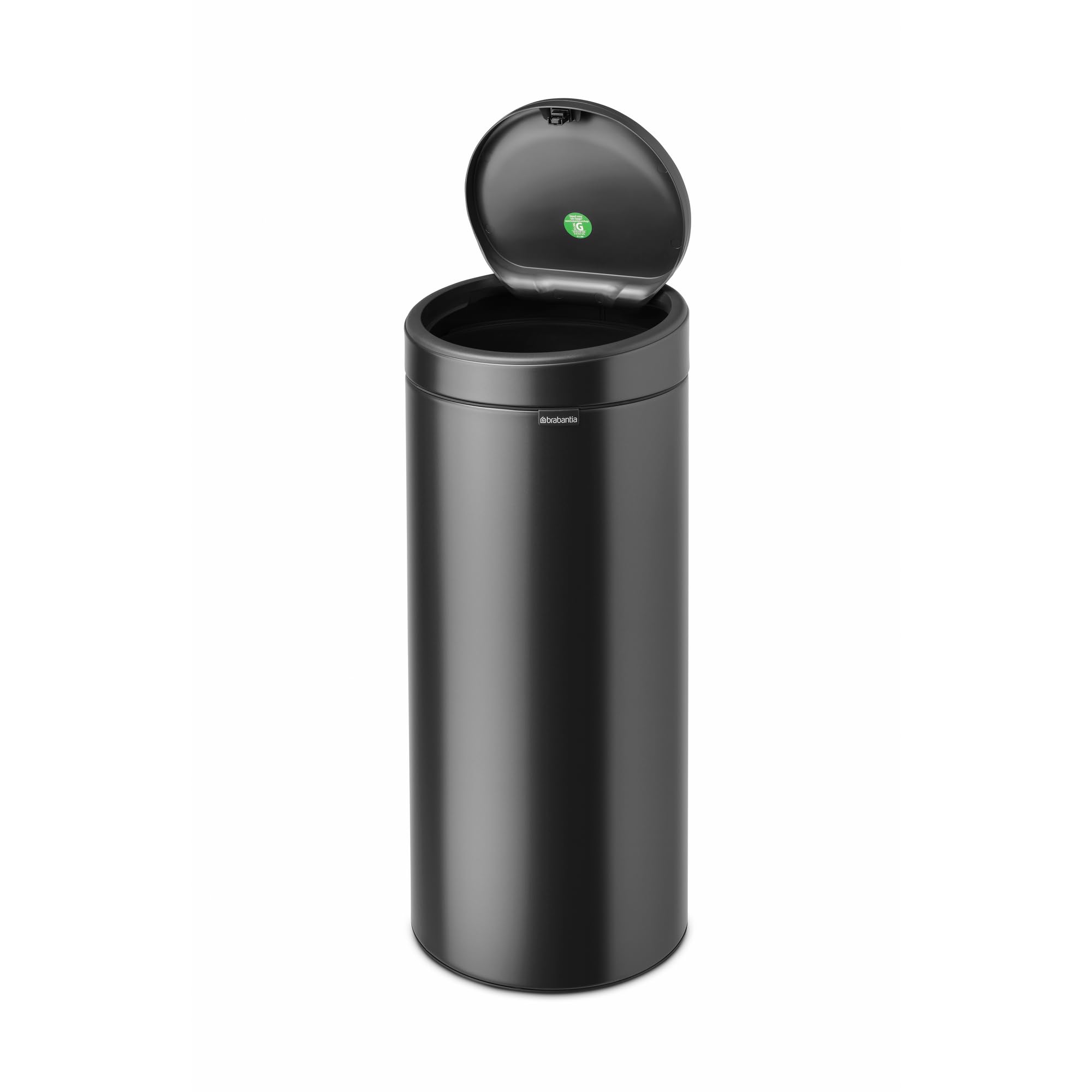 Brabantia Bo Touch Poubelle de cuisine 30 L | Grande poubelle douce au toucher avec seau intérieur | Poubelle à dos plat peu encombrante pour la cuisine | Solution de déchets élégante | Gris confiant