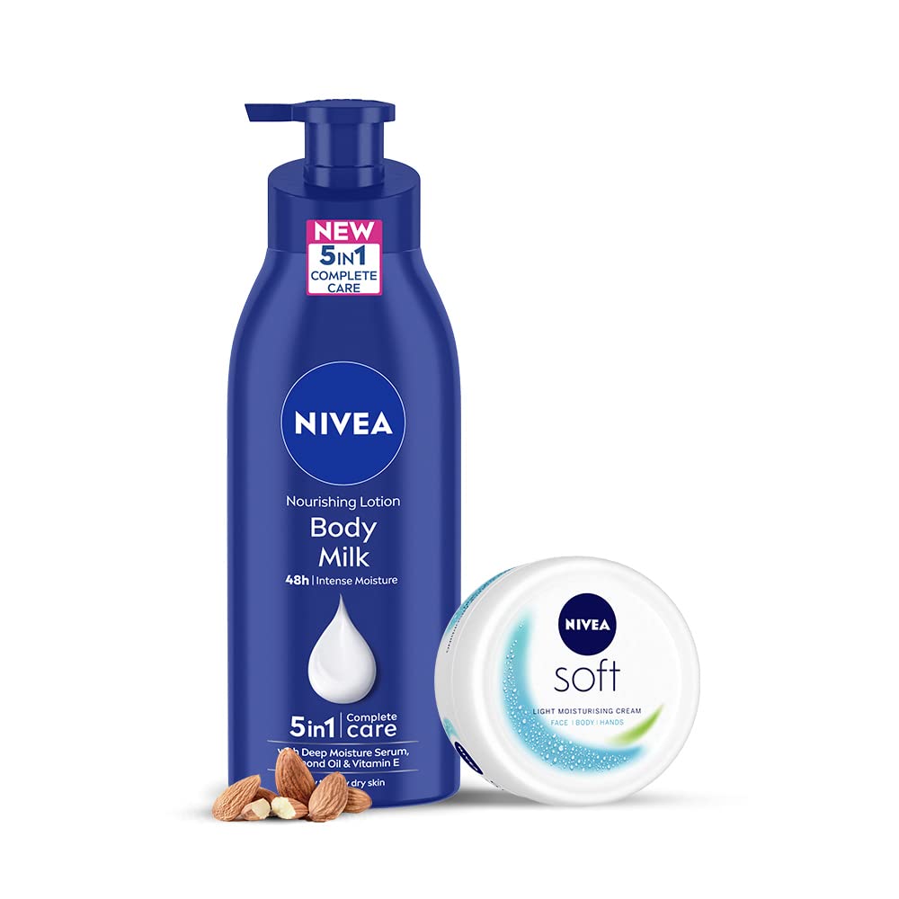 Nivea Ultimate Combo- Body Milk 400Ml 5 In 1 Complete Care Nourishing Body Lotion & Soft 200Ml Moisturizing Cream With Vitamin E, Jojoba Oil-image-16
