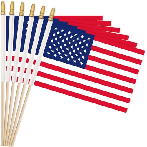Pack of 20, Handheld American Flags 8x12 Inch -...