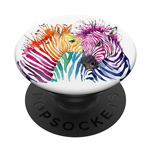 Watercolor Colorful Zebra Print Pop Mount Socket Zebra Print PopSockets PopGrip: Swappable Grip for Phones & Tablets