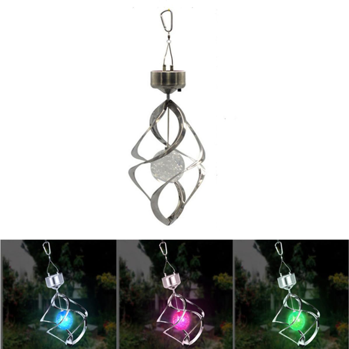 Lampe LED pour decoration exterieure de jardin Alasum avec carillon solaire en cristal
