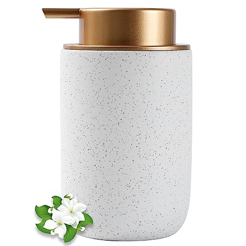 Image of Hand Soap Dispenser for Bathroom Decro, Ceramic Liquid Pump Bottles Refillable Dish Dispenser for Kitchen Farmhouse Colleage Dorm, White