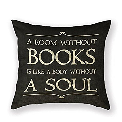 FFJPL Book Club Librarian Reading Group Books Throw Pillow Square Cotton Linen Pillowcase Cover Cushion 24x24 inch