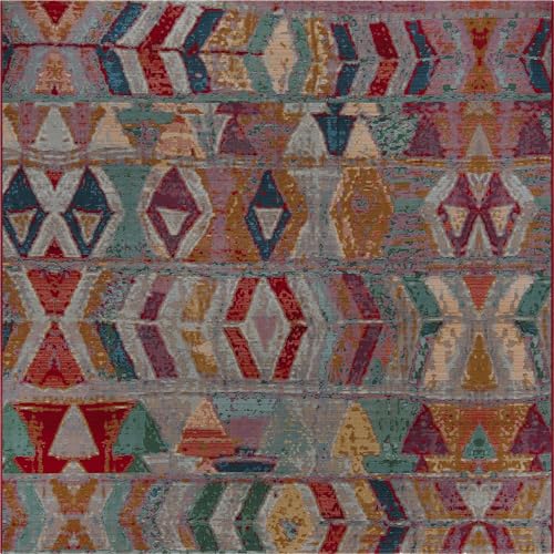 Alfombra Moderna Exterior 6 Ft Cuadrada Multicolor miniatura 2