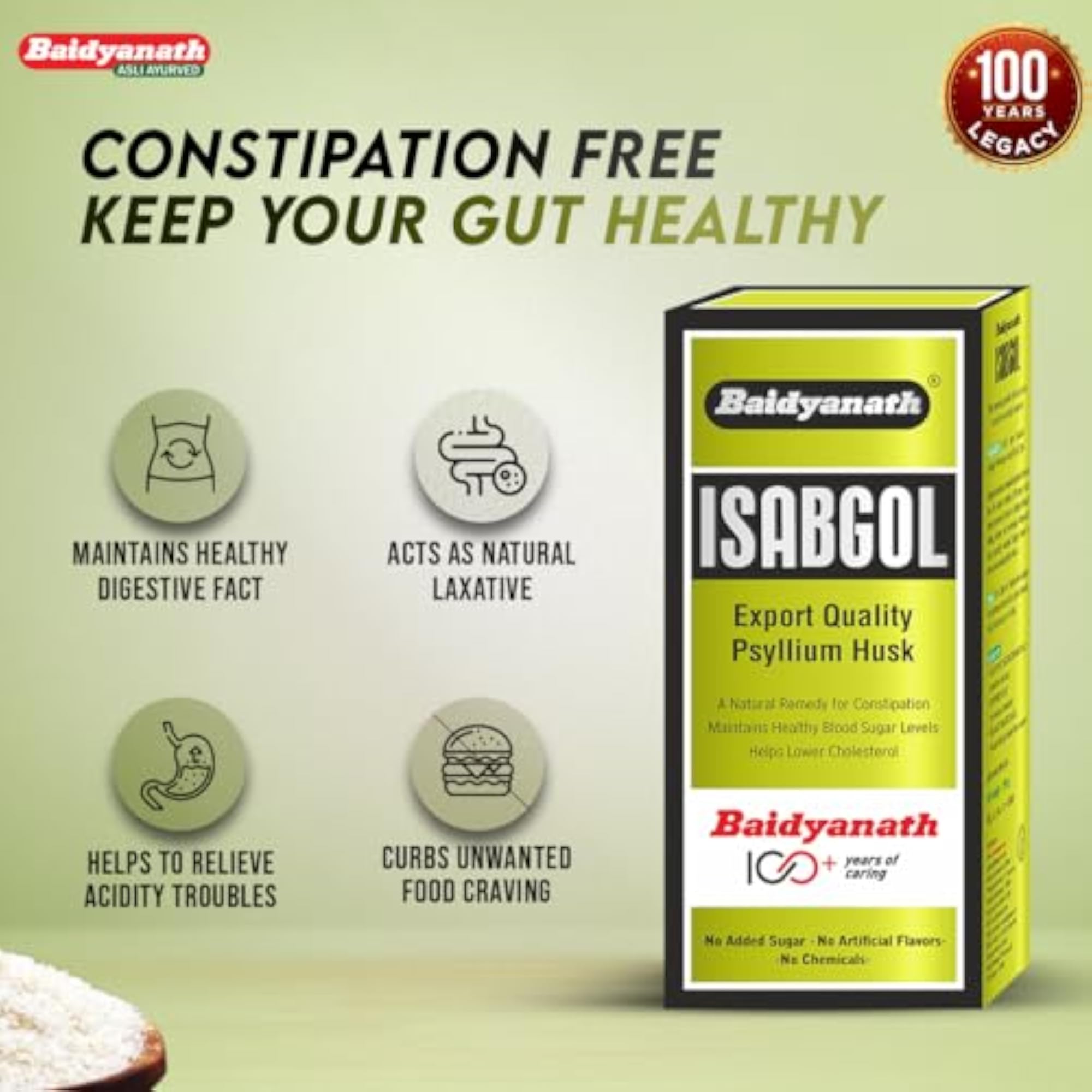Isabgol Psyllium Husk Powder, 100gm (Pack of 3)