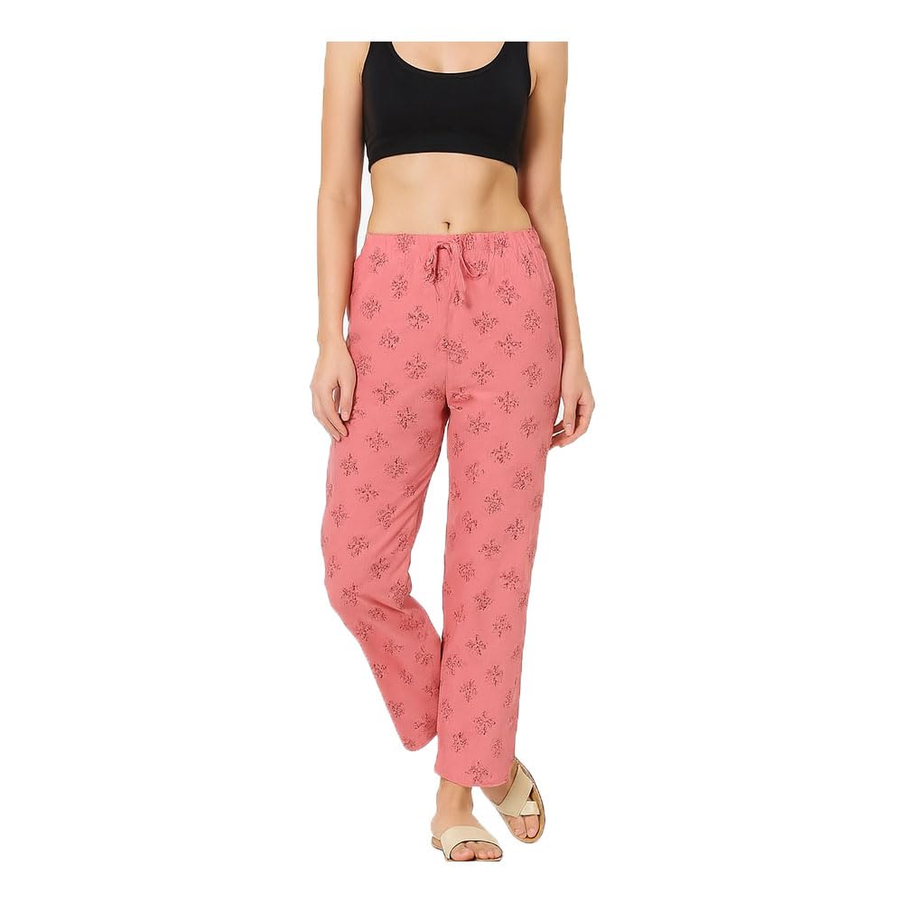 brand flex Womens Cotton Printed Night Pant,Pyjama Pant For Women Pink Single Pack-picture-10