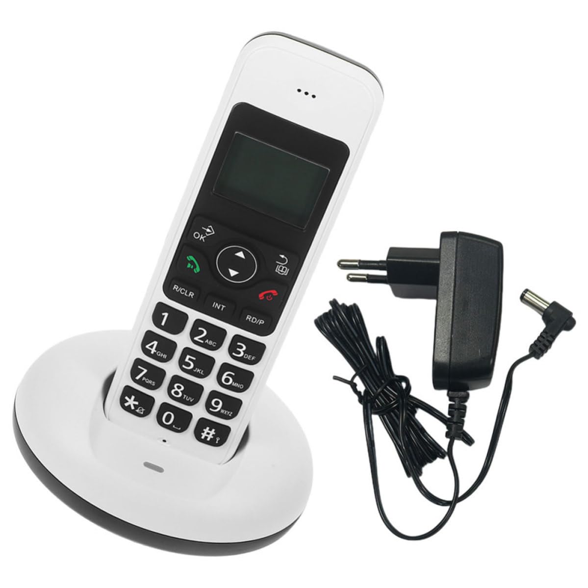 Luxshiny Telefono Cordless Domestico Espandibile, Telefono Fisso Senza Fili Display LCD e Tasti Grandi, Bianco, per Casa e Ufficio, per Anziani e Ipovedenti