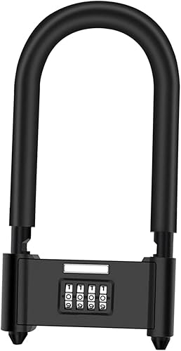 Miniatura 10 de Candado de combinación de 4 dígitos, bloqueo de código de seguridad en forma de U antirrobo resistente con grillete ajustable, para bicicletas,