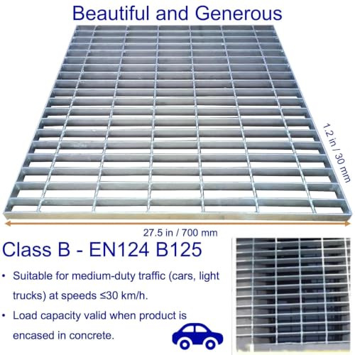 Image of Galvanized Steel Drain Grate, Driveway Channel Cover 28x28 in
