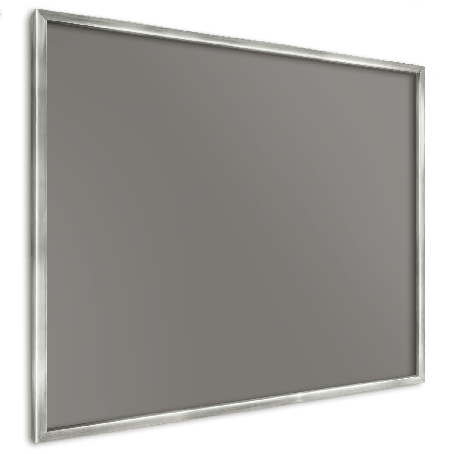 Pizarra Magnética de Pared 80x60 cm | Marco Plateado | Gris Oscuro