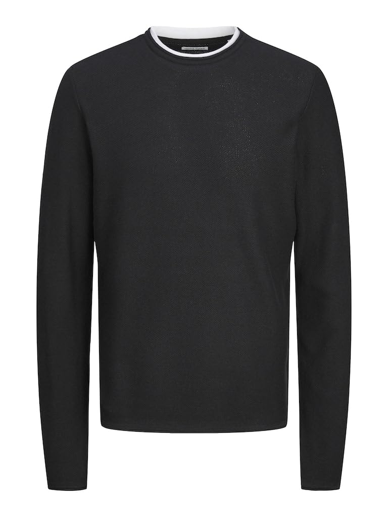 JACK & JONES Male Knitted Jumper Plain Knitted Jumper, Black, S