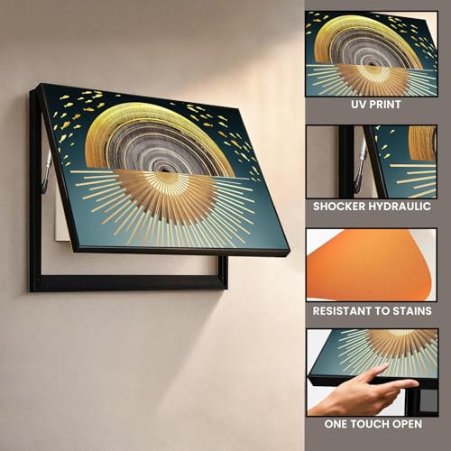 Image of Electric MCB Box Cover Frame With Hydraulic Decorative Painting Gold Sun Painting Electrical Panel box Cover, Switch Box Frame Will Fit Max 10x14 inch Switch Board, Outer Size 13X17 Inch