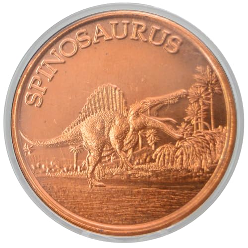 Image of Spinosaurus Dinosaur 1 oz Pure .999 Copper Round 39mm Challenge Coin in Capsule - COA by Heavenly Metals