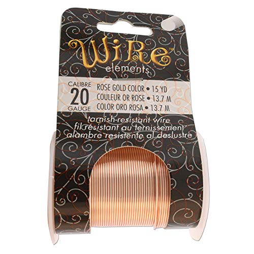 Image of The Beadsmith Wire Elements 20-Gauge Lacquered Tarnish-Resistant Copper Wire for Jewelry Making, 15 Yard, 13.72 Meter Spool (Rose Gold Color)