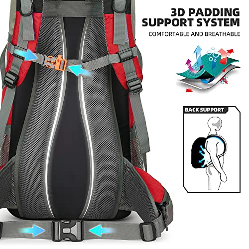 Image of King'sGuard 70L Hiking Backpack with Rain Cover Lightweight Waterproof Travel Camping Backpack Large Backpacking Pack