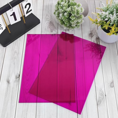 Image of Translucent Purple Acrylic Sheets 8*12 inch 1 /8 inch Thick (2.8~3mm) Red Transparent Cast Acrylic Plexiglass Board for Sign, DIY Project, Laser Cutting, Wedding, Craft, Picture Frame, Engraving(2 Pieces)