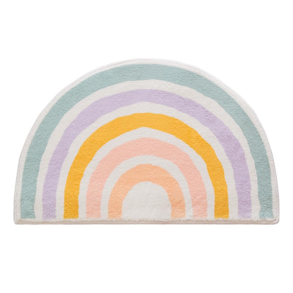 LIKETN Rainbow Bath Mats for Bathroom,Water Absorbent Non Slip Kids Bath Rug Super Soft Washable Half Round Indoor Entry Door Mat Colorful Striped