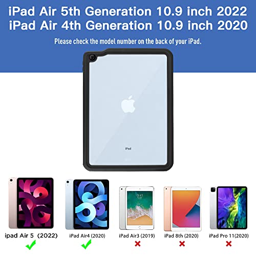 Ipad Air 4/5 Waterproof Case 2020/2022, Ipad Air 4Th Gen/5Th Gen 10.9 Inch Underwater Protective Dustproof Shockproof Case Cover With 360 Full-Body Protection,With Lanyard And Kickstand #TOP5