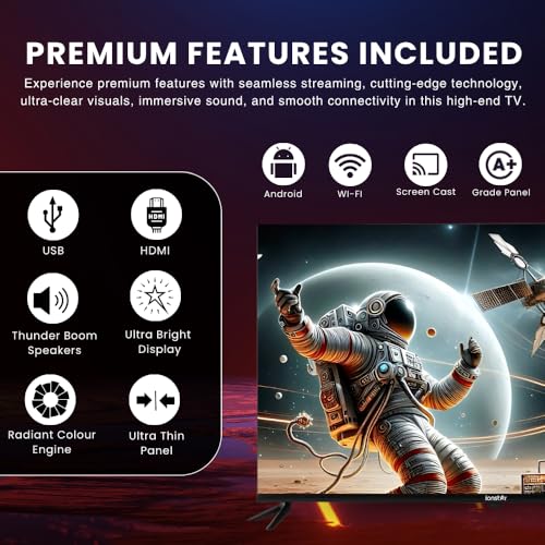 Image of IONSTAR 43 inch HD SMART TV Android (108 cm) 100+ Apps, USB, HDMI, Thunder Speaker, Thin Panel, Voice Control with Radiant Color Engine