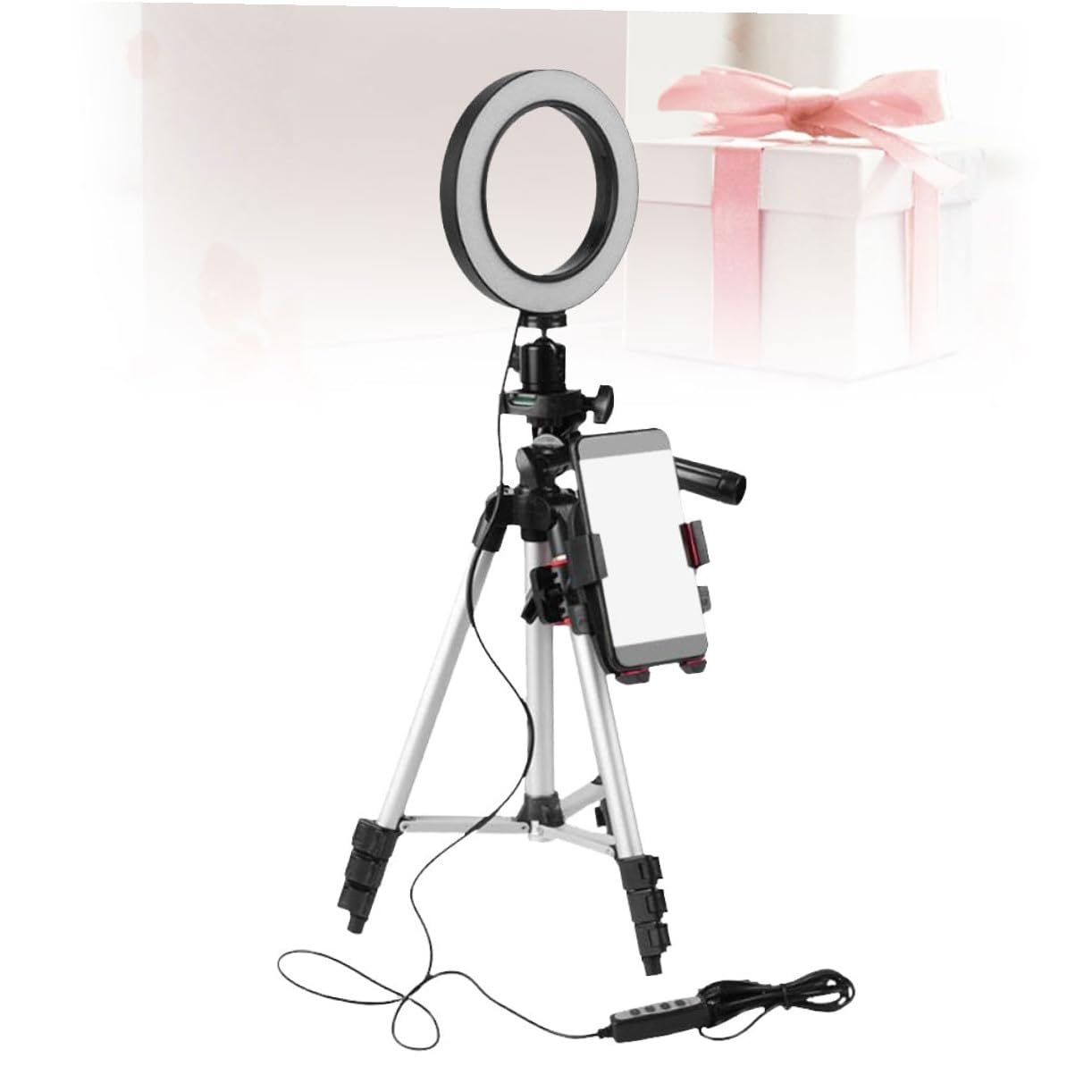 OUNONA Luce Ad Anello Led Per Selfie Supporto Per Telefono Treppiede Illuminazione Dimmerabile Per Video Streaming Trucco e Fotografia Notturna