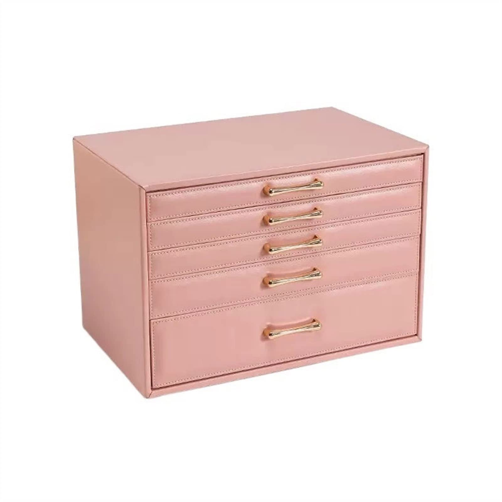 HDBCYUAZ Ring Necklace Watch Jewelry Storage Box High-grade High-capacity PU Leather(Pink)
