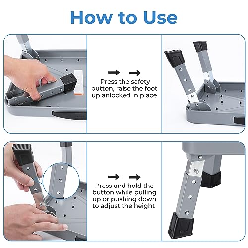 TreeLen Height-Adjustable 7"- 9" Folding Step Stool with Non-Slip Platform 10" x 15" - Image 3